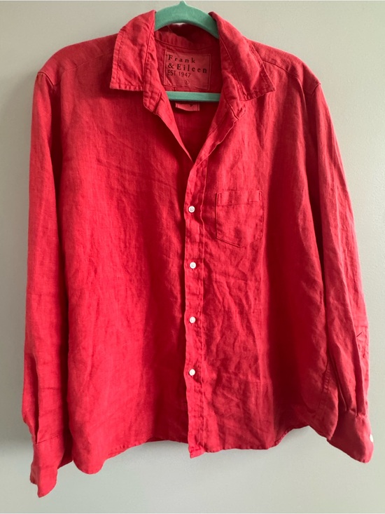 Frank & Eileen Tops - Frank & Eileen light Red Linen Shirt Women's Large NWOT